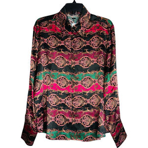 Tyler Boe Womens Size 6 Silk Long Sleeve Multi Color Blouse Shirt NWT